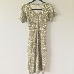 Green short sleeve floral print dress